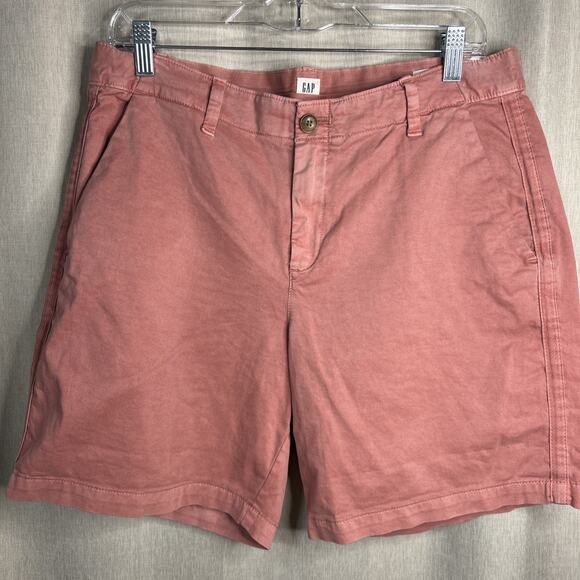 GAP Women Size 10 PinkGirlfriend Khaki Shorts High Rise Cotton Zip - Picture 1 of 5